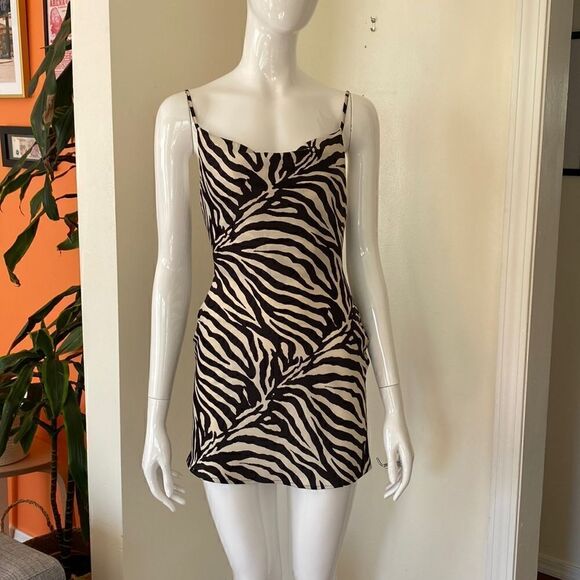 Urban Outfitters Mallory Zebra Mini Slip Dress Size XS - Picture 4 of 12